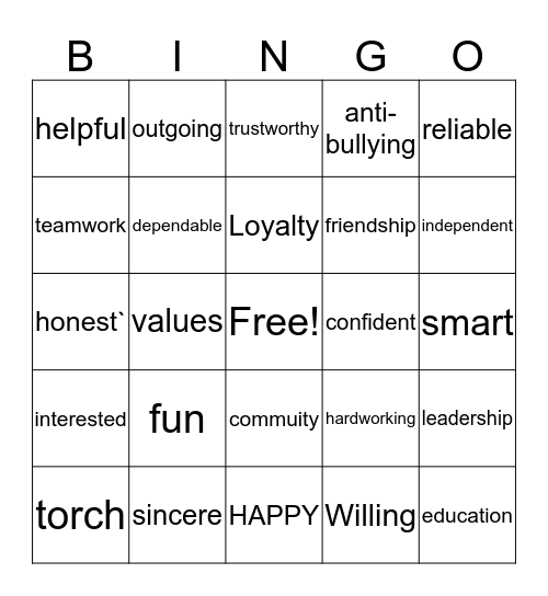 TORCH BINGO Card