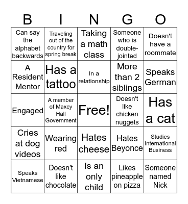 Love Around the World Bingo Card