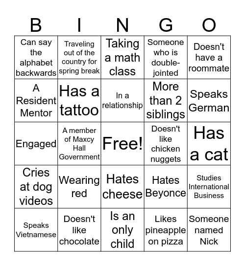 Love Around the World Bingo Card