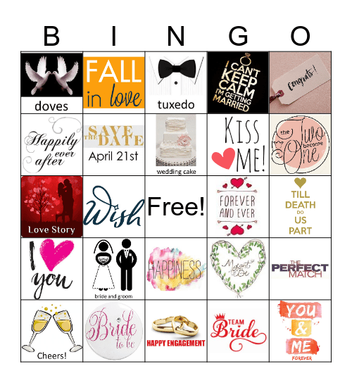 bridal shower Bingo Card