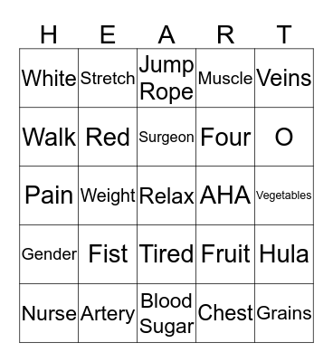 GO Red Bingo Card