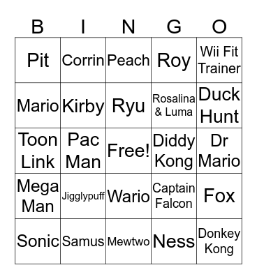 Smash Bros Bingo Card