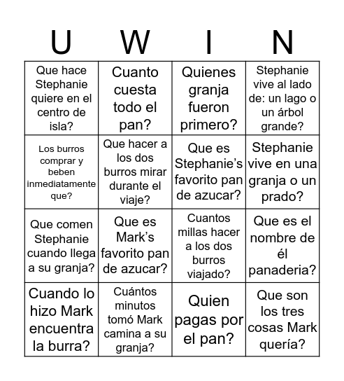 Marks dia a la Panaderia! Bingo Card