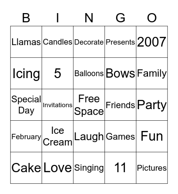 Maya's 11th Birthday! Bingo Card