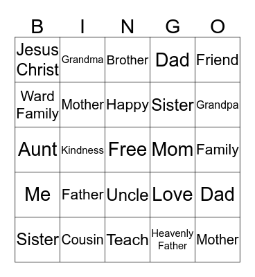 Family Bingo Card