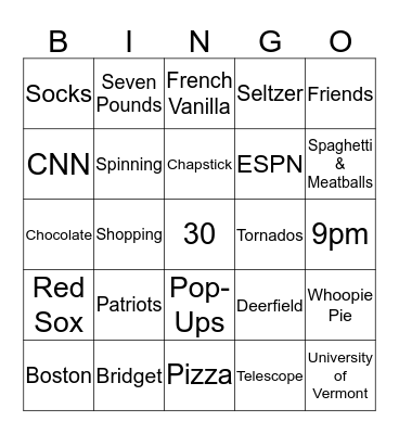 Jeremy's 30th Birthday! Bingo Card