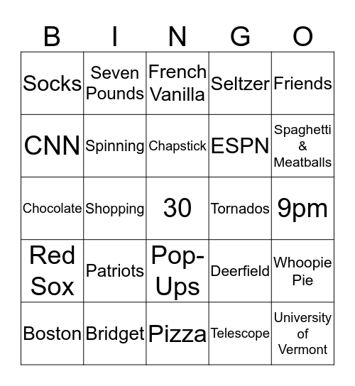 Jeremy's 30th Birthday! Bingo Card