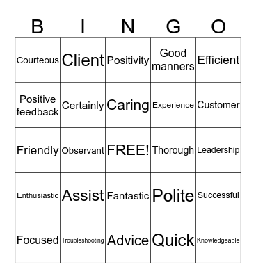 CUSTOMER SERVICE WEEK Bingo Card