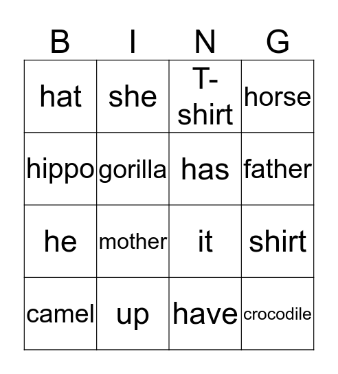 Unit 6 Bingo Card