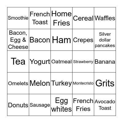 What's for Breakfast? Bingo Card