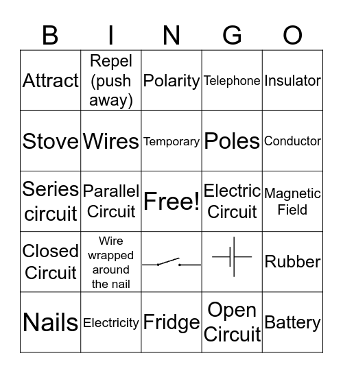 Electricity Bingo Card