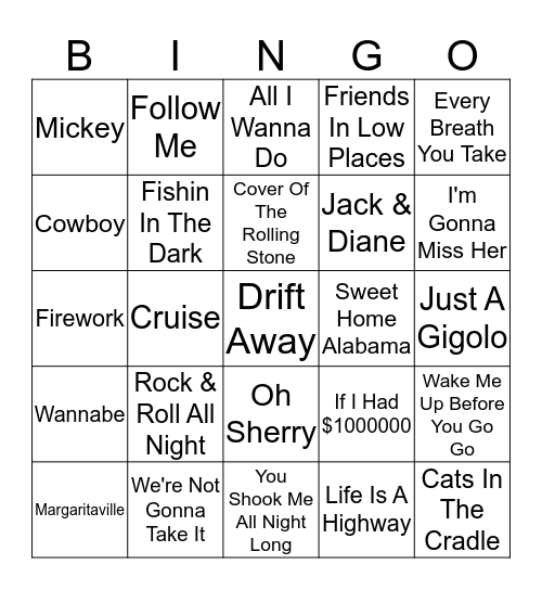 Sing Along Songs Vol. 1 Bingo Card