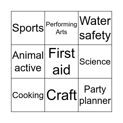 Guiding Bingo Card