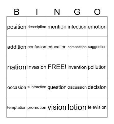 WILSON Bingo Card