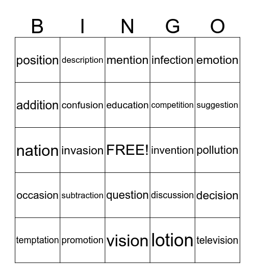 WILSON Bingo Card
