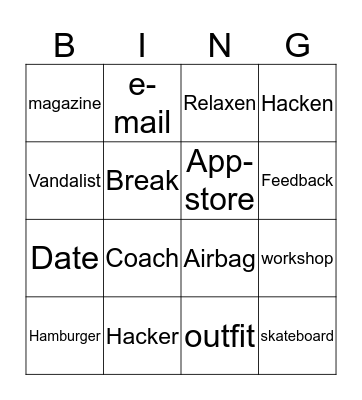 Engelse Leenwoorden Bingo Card