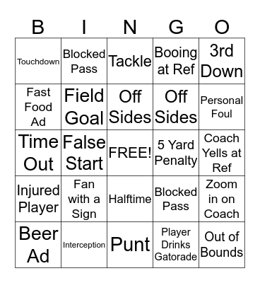 Football Bingo Card