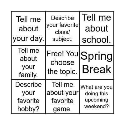 Conversation Bingo Card