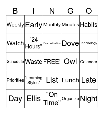 TIME Bingo Card