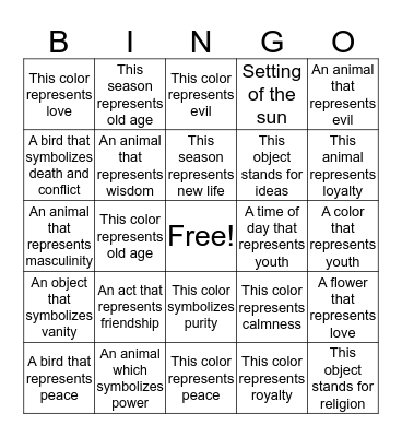S Y M  B O L I S M  Bingo Card