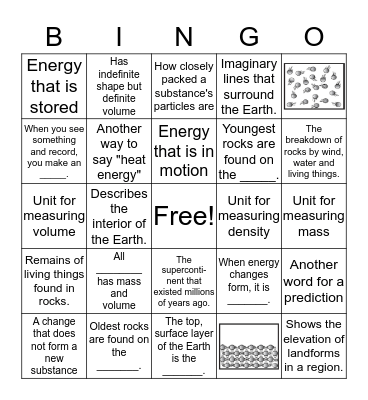 6th Grade Science Midterm Review Bingo Card