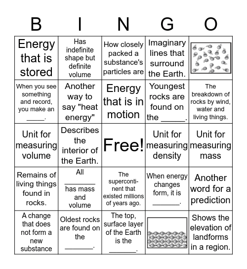 6th Grade Science Midterm Review Bingo Card