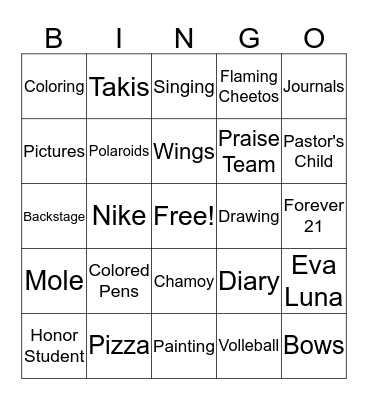 GETZI Bingo Card