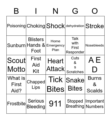 First Responder Bingo Card