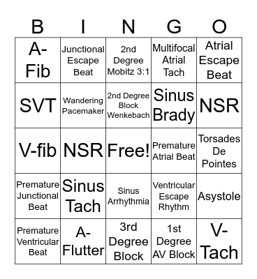 EKG BINGO Card