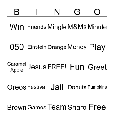 050- Five In A Row! Bingo Card