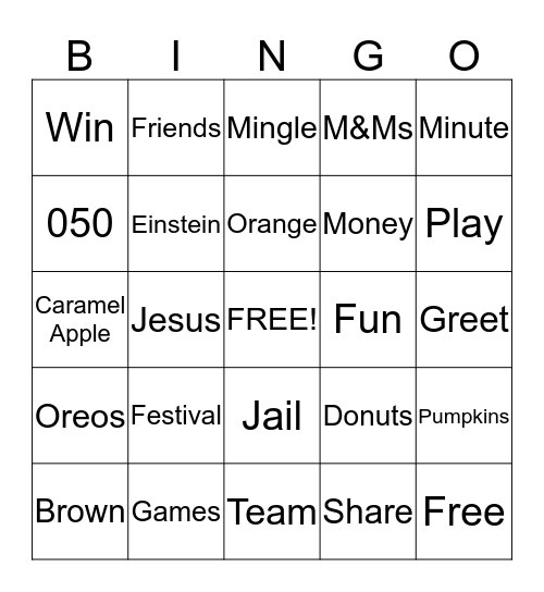 050- Five In A Row! Bingo Card