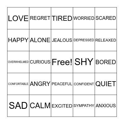 FEELINGS BINGO Card