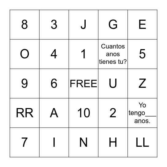 Las Vocales Bingo Card