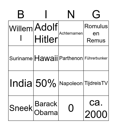 Magister Alvinus Historisch Bingo Card