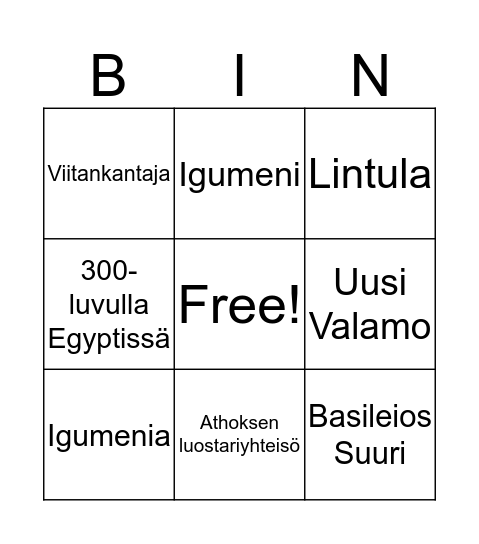 Ortodoksiset luostarit Bingo Card