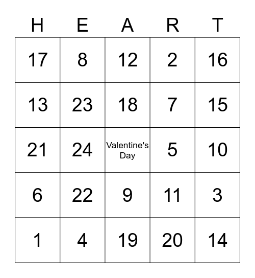 Heart Bingo Card