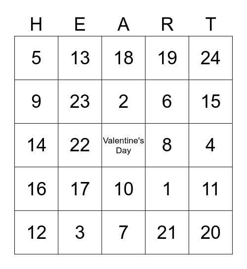 Heart Bingo Card