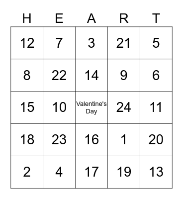 Heart Bingo Card