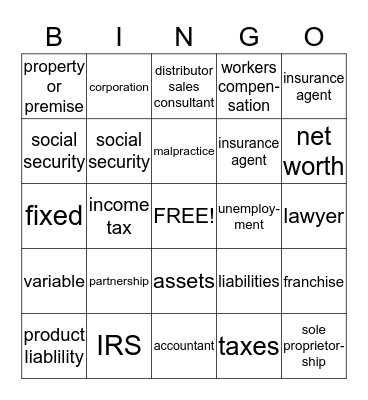 SALON BUSINESS BINGO Card