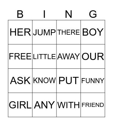 1 Bingo Card
