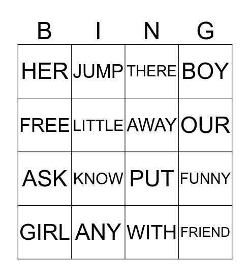 1 Bingo Card