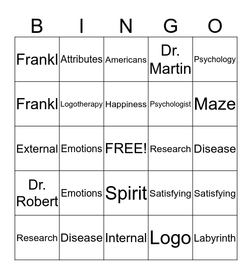Meaning  Bingo Card