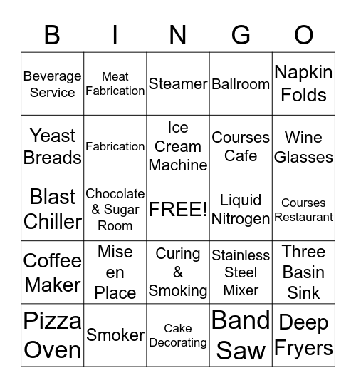Hospitality Tour Bingo Card