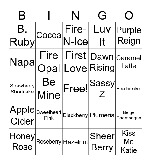 LipSense Bingo! Bingo Card