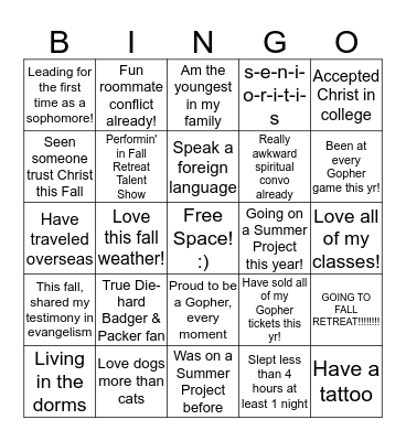 Awesome Cru Leader Bingo! Bingo Card