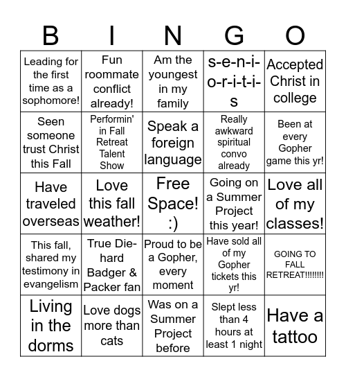 Awesome Cru Leader Bingo! Bingo Card