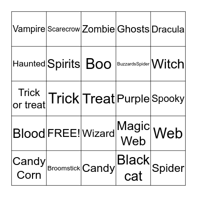 HALLOWEEN BABY SHOWER BINGO Card