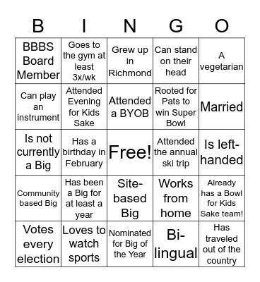 Night of Networking Bingo Card