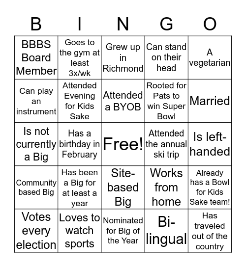 Night of Networking Bingo Card