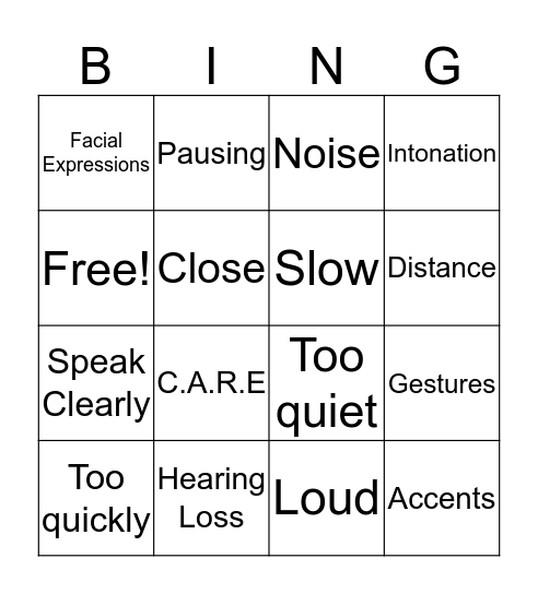 Listening to Difficult Talkes Bingo Card